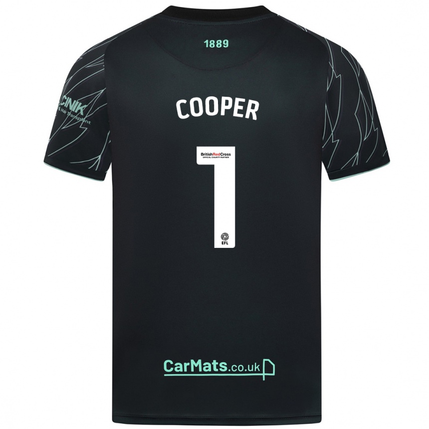 Women Football Michael Cooper #1 Black Green Away Jersey 2024/25 T-Shirt Nz