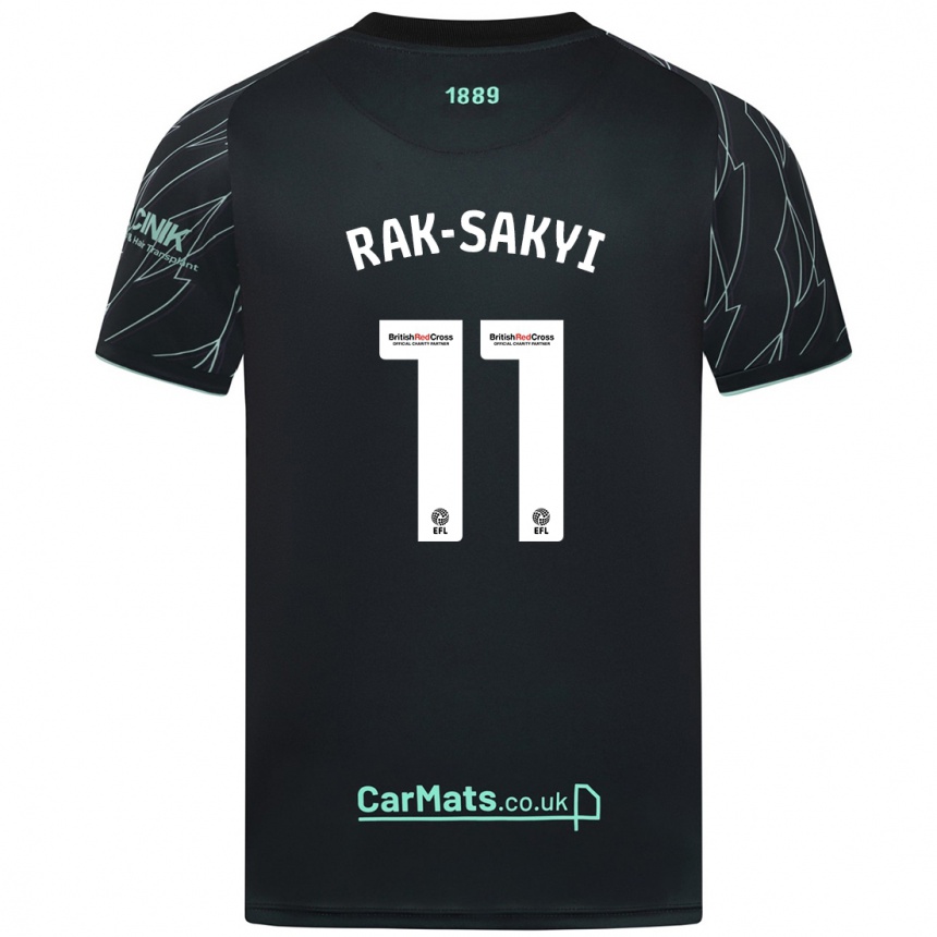 Women Football Jesurun Rak-Sakyi #11 Black Green Away Jersey 2024/25 T-Shirt Nz