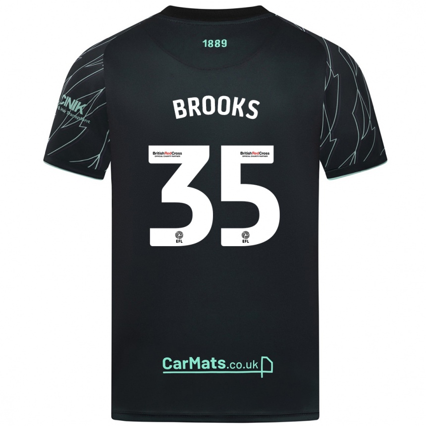 Women Football Andre Brooks #35 Black Green Away Jersey 2024/25 T-Shirt Nz