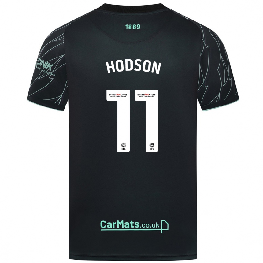 Women Football Ashley Hodson #11 Black Green Away Jersey 2024/25 T-Shirt Nz