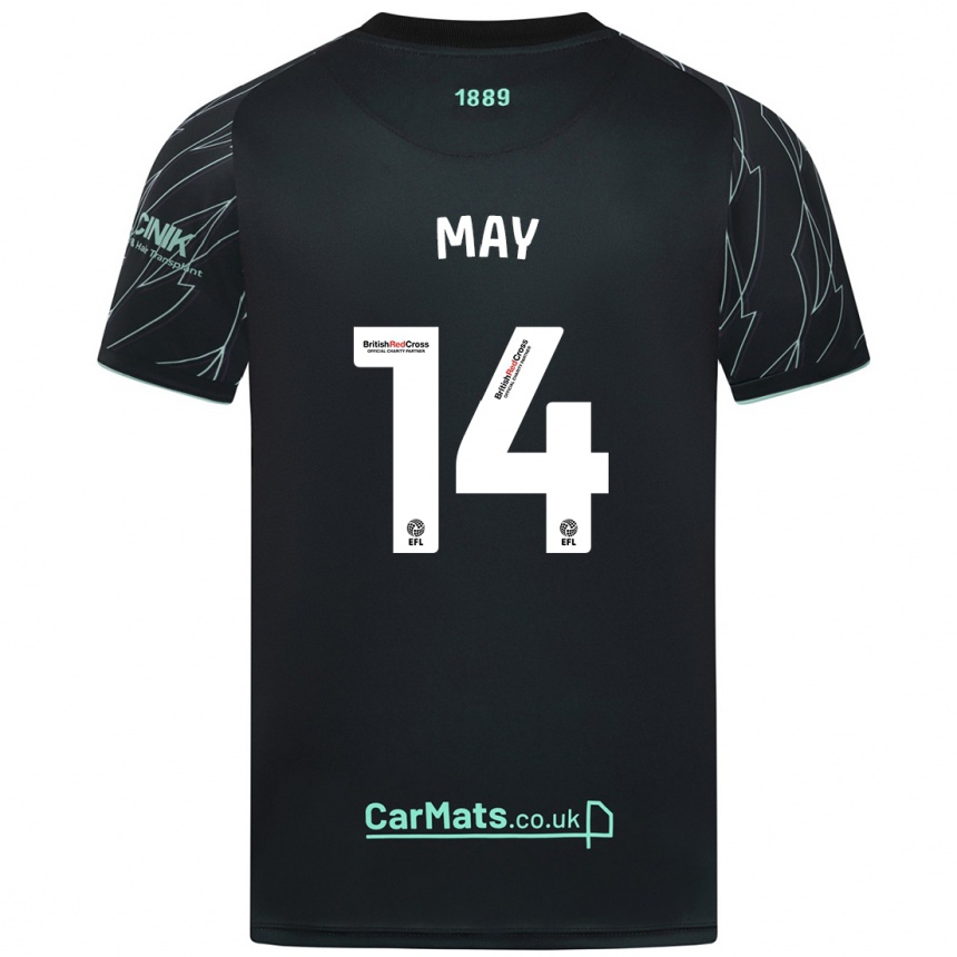 Women Football Ellie May #14 Black Green Away Jersey 2024/25 T-Shirt Nz