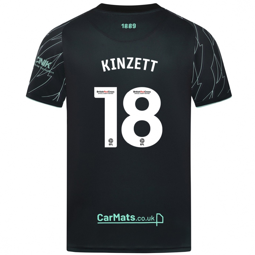 Women Football Ella Kinzett #18 Black Green Away Jersey 2024/25 T-Shirt Nz