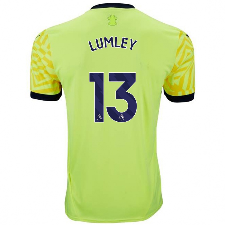 Women Football Joe Lumley #13 Yellow Away Jersey 2024/25 T-Shirt Nz