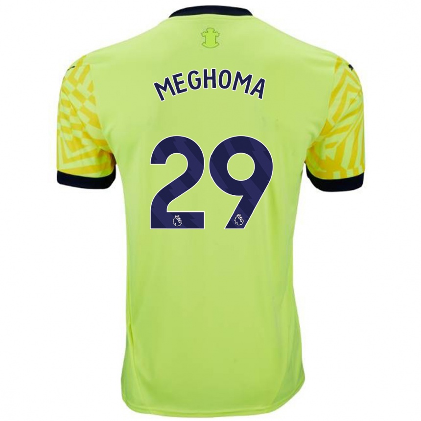 Women Football Jayden Meghoma #29 Yellow Away Jersey 2024/25 T-Shirt Nz