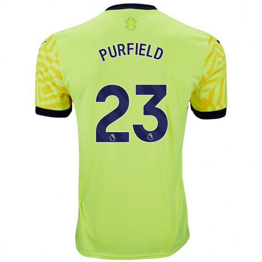 Women Football Jemma Elizabeth Purfield #23 Yellow Away Jersey 2024/25 T-Shirt Nz