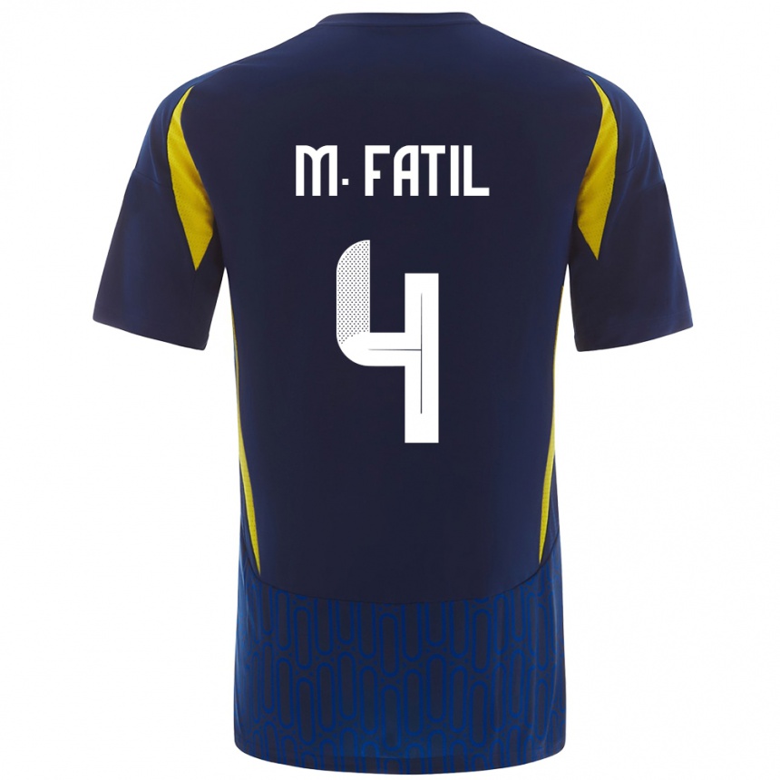 Women Football Mohammed Al-Fatil #4 Blue Yellow Away Jersey 2024/25 T-Shirt Nz