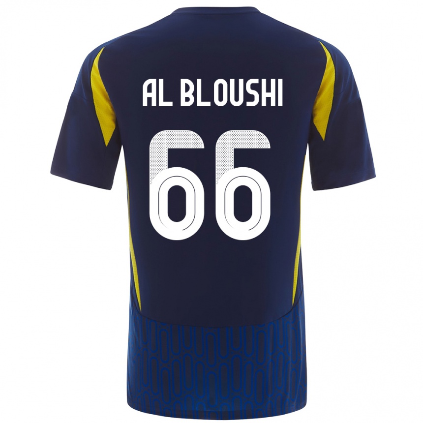 Women Football Reem Al-Bloushi #66 Blue Yellow Away Jersey 2024/25 T-Shirt Nz