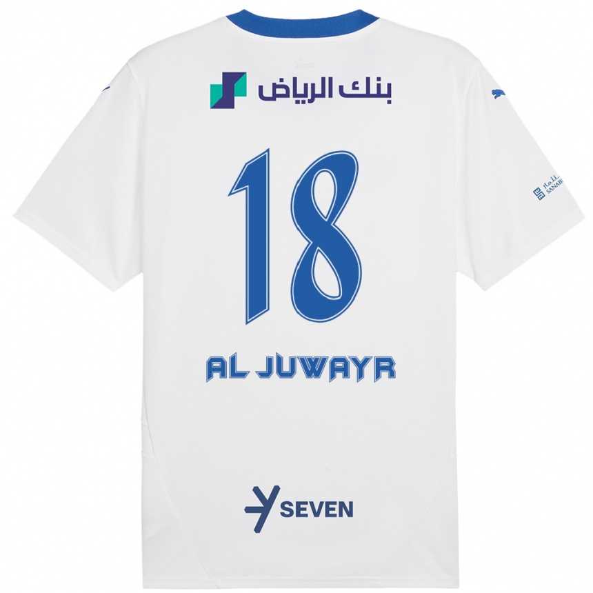 Women Football Musab Al-Juwayr #18 White Blue Away Jersey 2024/25 T-Shirt Nz