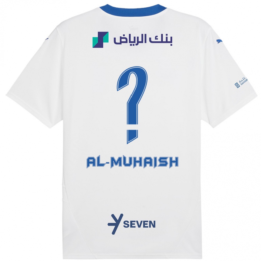 Women Football Mohammed Al-Muhaish #0 White Blue Away Jersey 2024/25 T-Shirt Nz