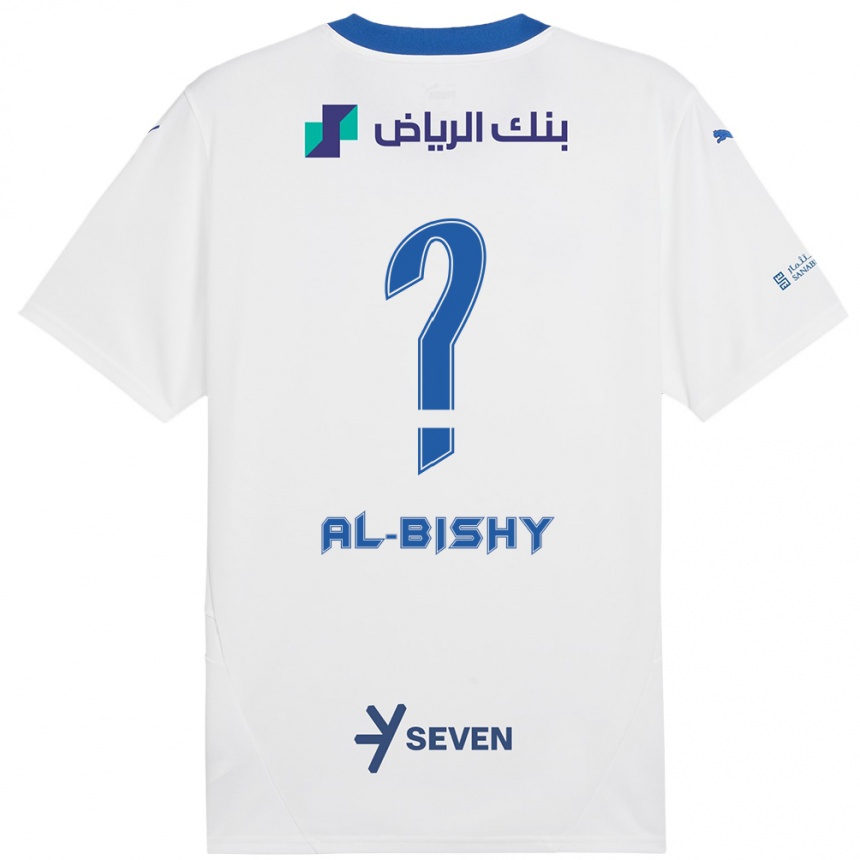 Women Football Bder Abdulaziz Al-Bishy #0 White Blue Away Jersey 2024/25 T-Shirt Nz