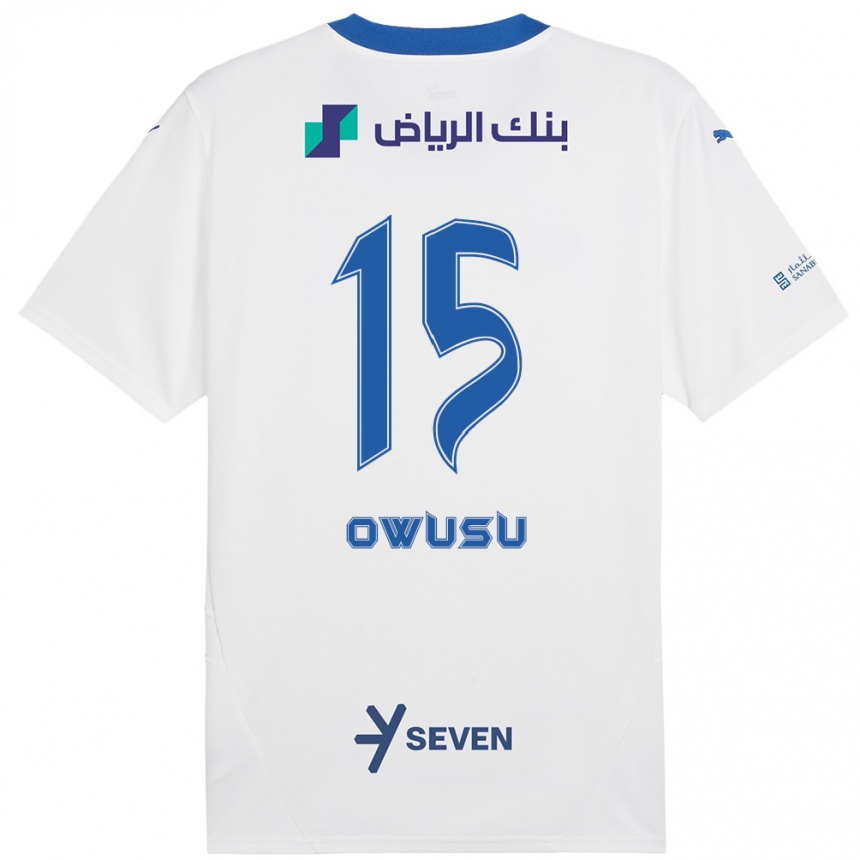 Women Football Mavis Owusu #15 White Blue Away Jersey 2024/25 T-Shirt Nz