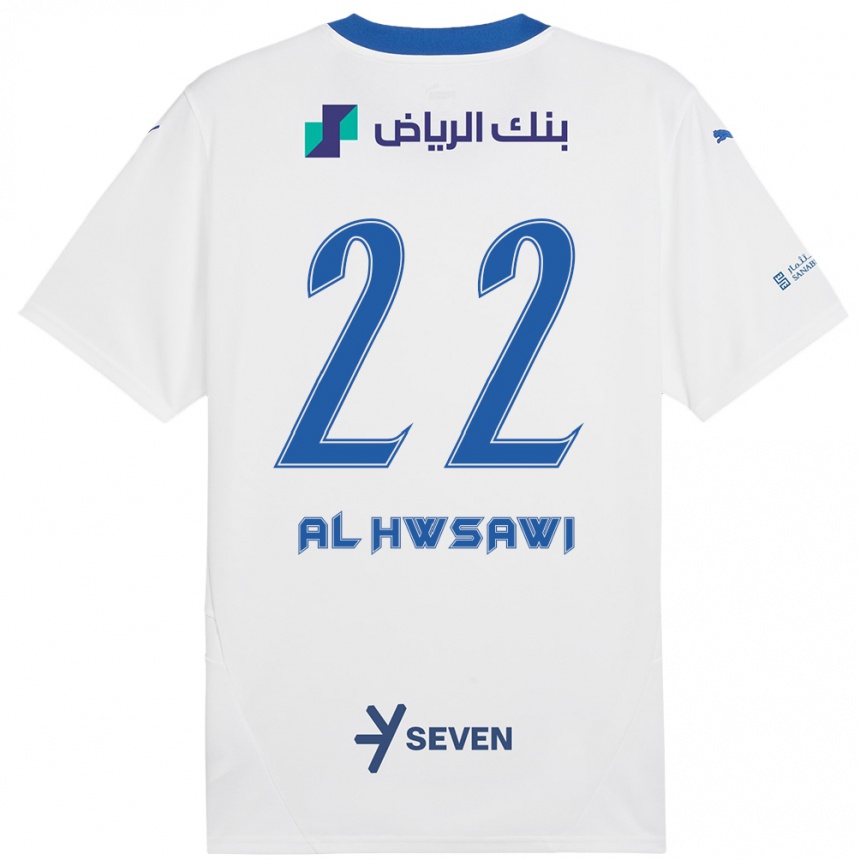 Women Football Shorouq Al-Hwsawi #22 White Blue Away Jersey 2024/25 T-Shirt Nz