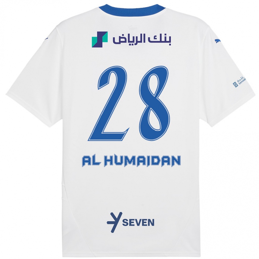 Women Football Fay Al-Humaidan #28 White Blue Away Jersey 2024/25 T-Shirt Nz