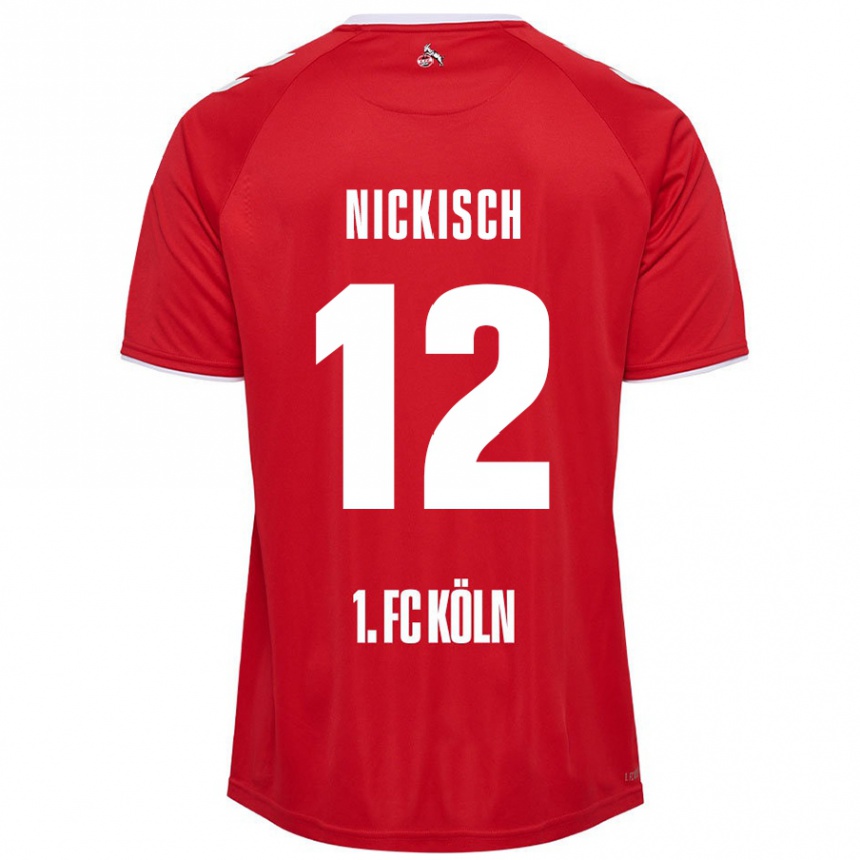 Women Football Jonas Nickisch #12 Red White Away Jersey 2024/25 T-Shirt Nz