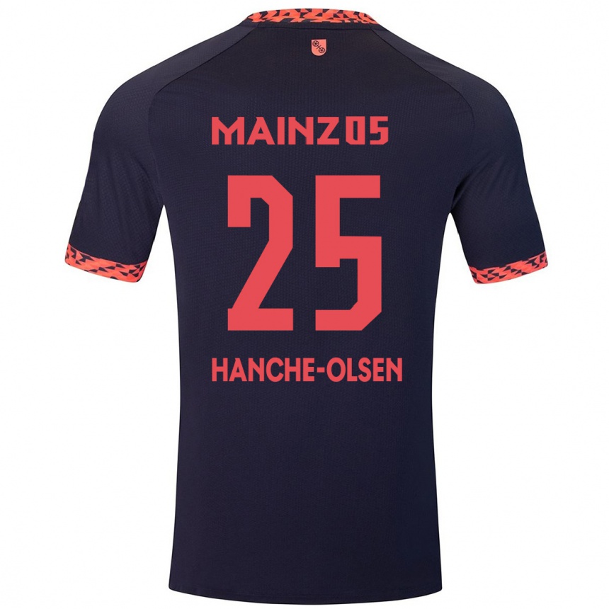 Women Football Andreas Hanche-Olsen #25 Blue Coral Red Away Jersey 2024/25 T-Shirt Nz