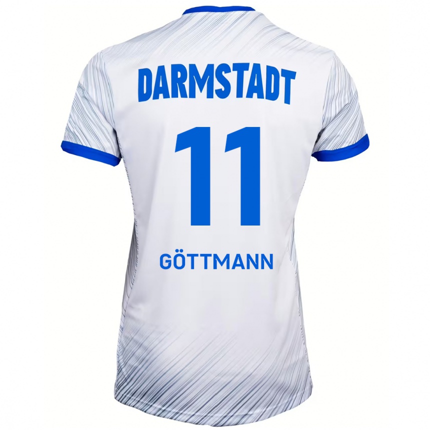 Women Football Levin Göttmann #11 White Blue Away Jersey 2024/25 T-Shirt Nz