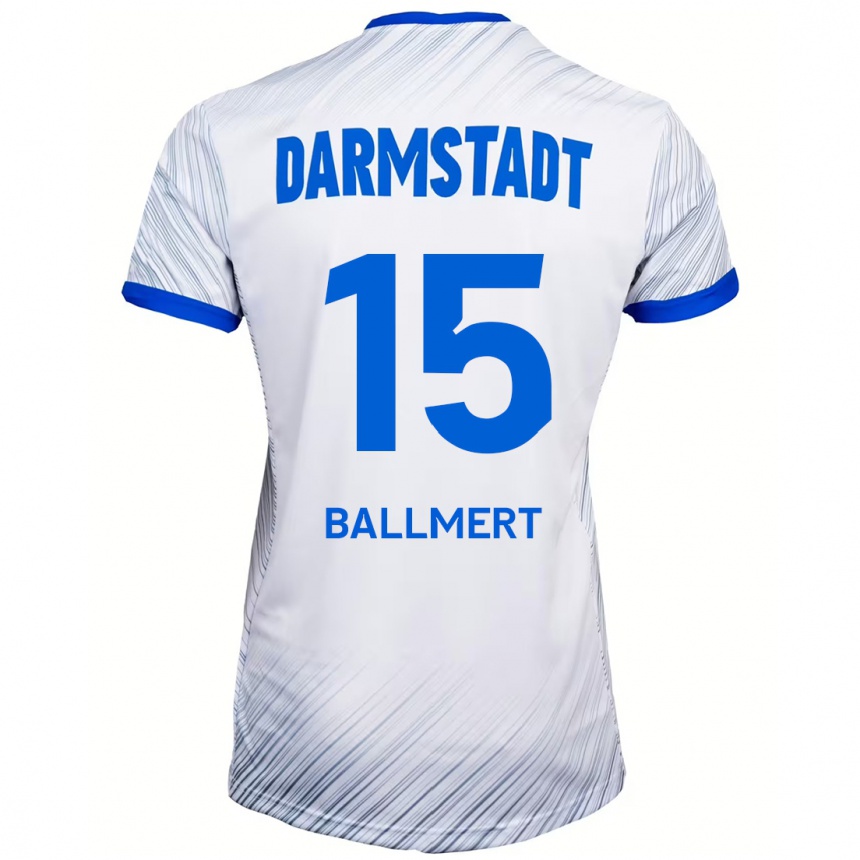 Women Football Markus Ballmert #15 White Blue Away Jersey 2024/25 T-Shirt Nz