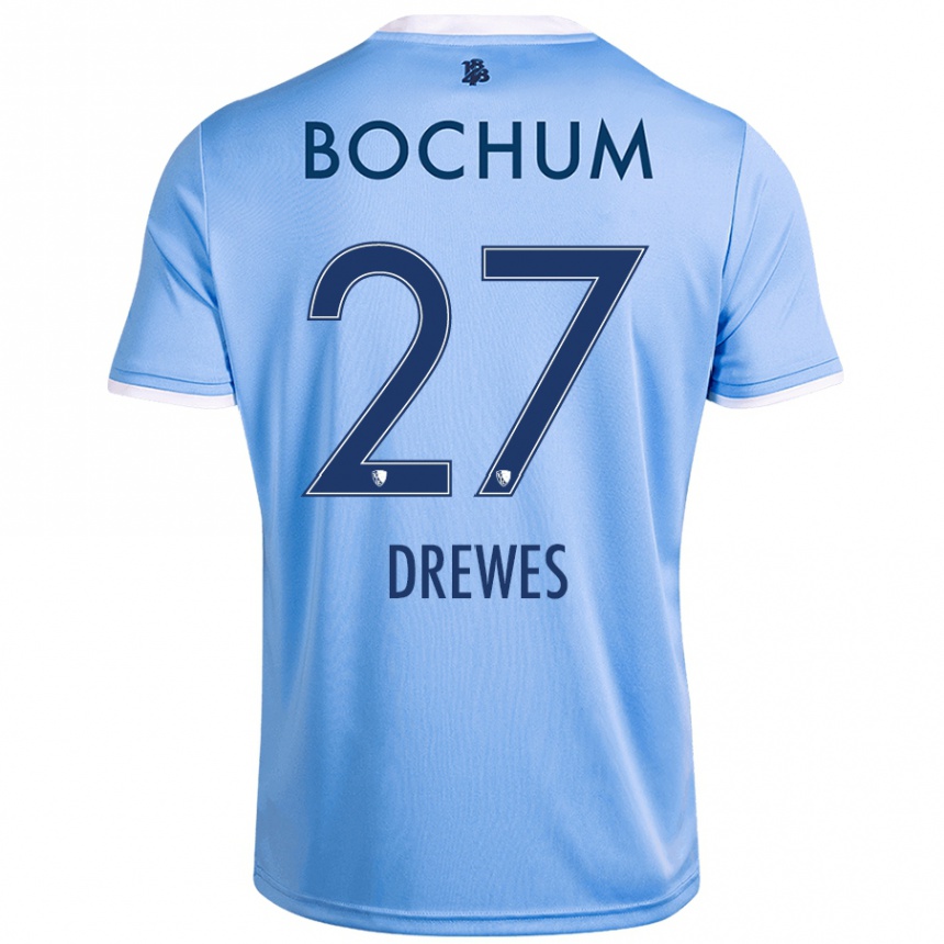 Women Football Patrick Drewes #27 Sky Blue Away Jersey 2024/25 T-Shirt Nz