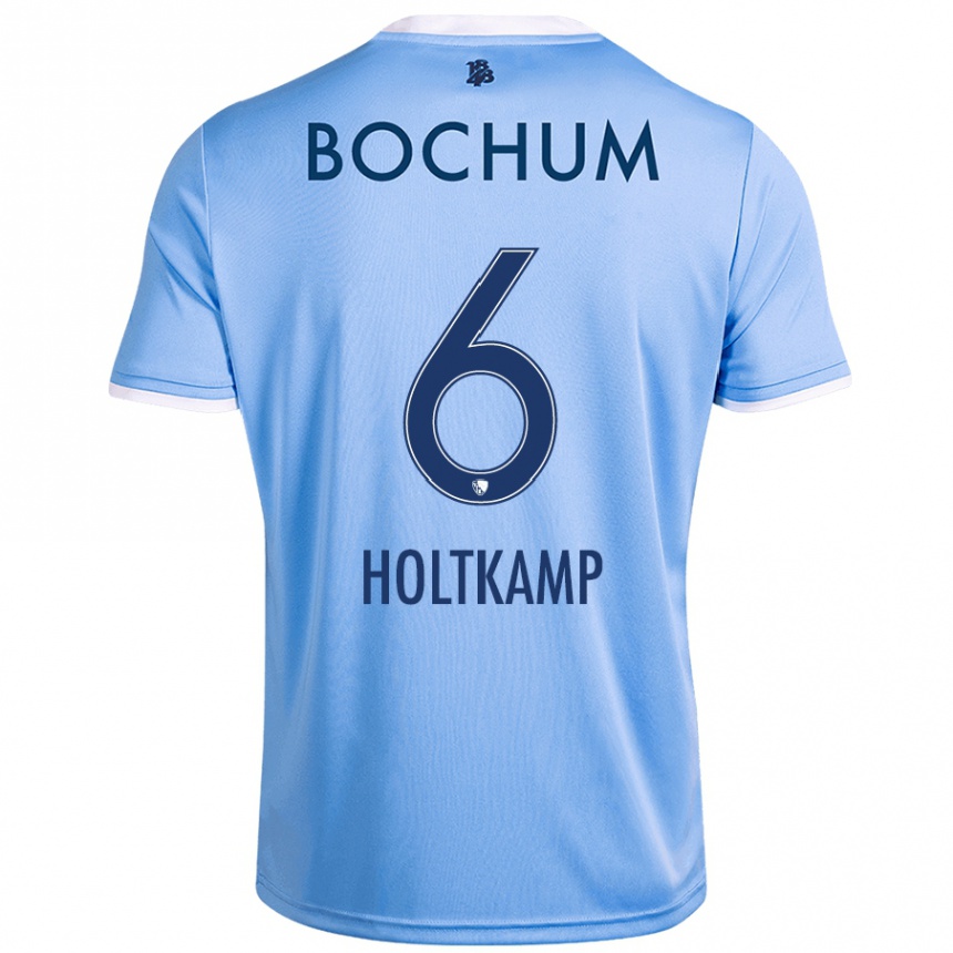 Women Football Lars Holtkamp #6 Sky Blue Away Jersey 2024/25 T-Shirt Nz