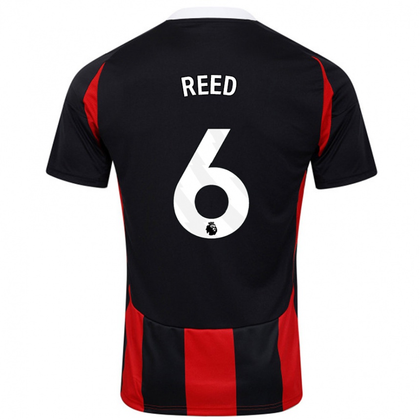 Women Football Harrison Reed #6 Black Red Away Jersey 2024/25 T-Shirt Nz