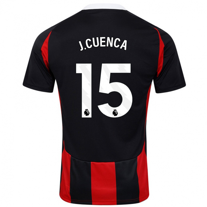 Women Football Jorge Cuenca #15 Black Red Away Jersey 2024/25 T-Shirt Nz