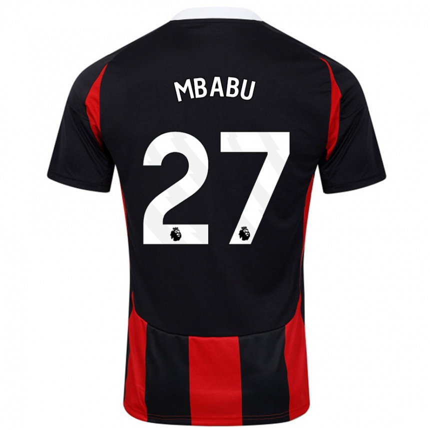 Women Football Kevin Mbabu #27 Black Red Away Jersey 2024/25 T-Shirt Nz