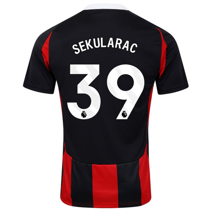 Women Football Kristian Sekularac #39 Black Red Away Jersey 2024/25 T-Shirt Nz