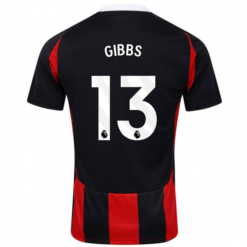 Women Football Frankie Gibbs #13 Black Red Away Jersey 2024/25 T-Shirt Nz