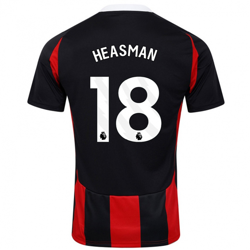 Women Football Georgia Heasman #18 Black Red Away Jersey 2024/25 T-Shirt Nz