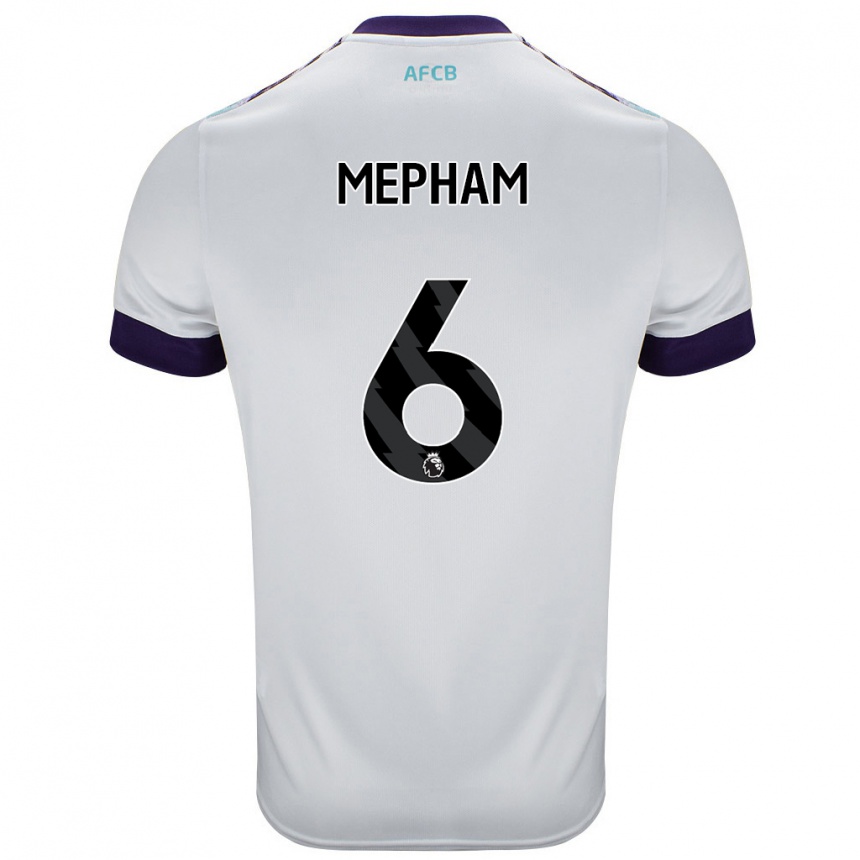 Women Football Chris Mepham #6 White Green Purple Away Jersey 2024/25 T-Shirt Nz