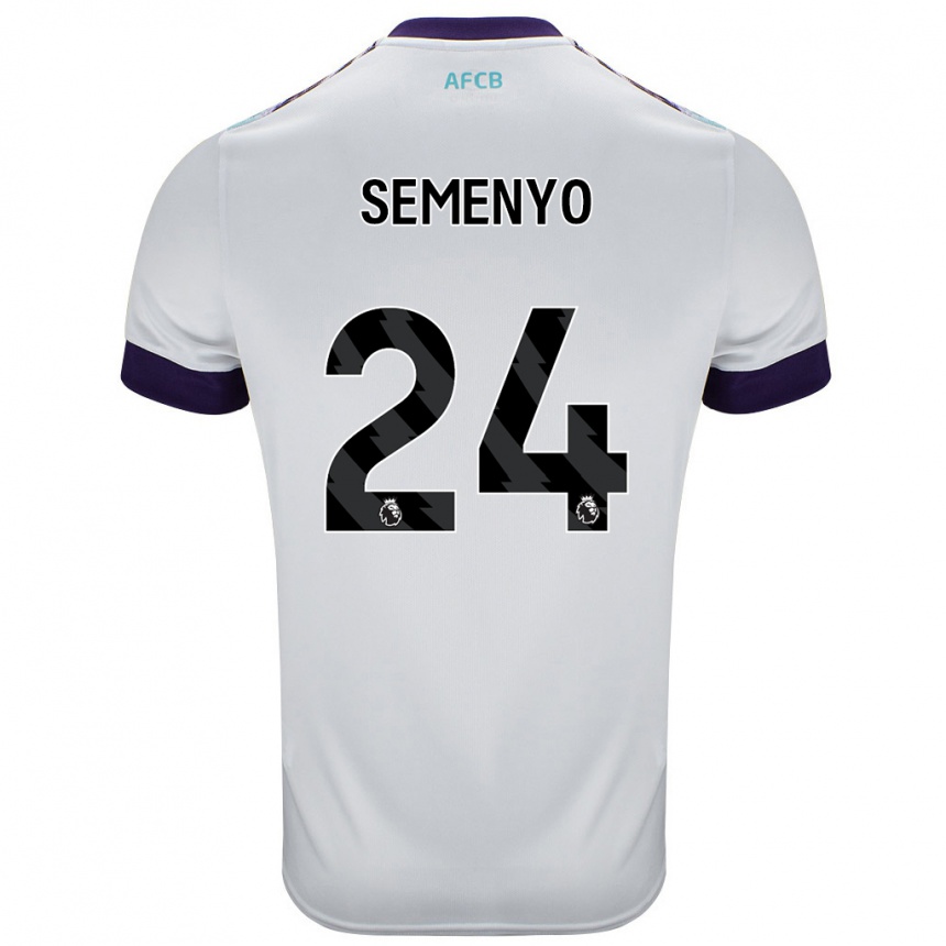 Women Football Antoine Semenyo #24 White Green Purple Away Jersey 2024/25 T-Shirt Nz