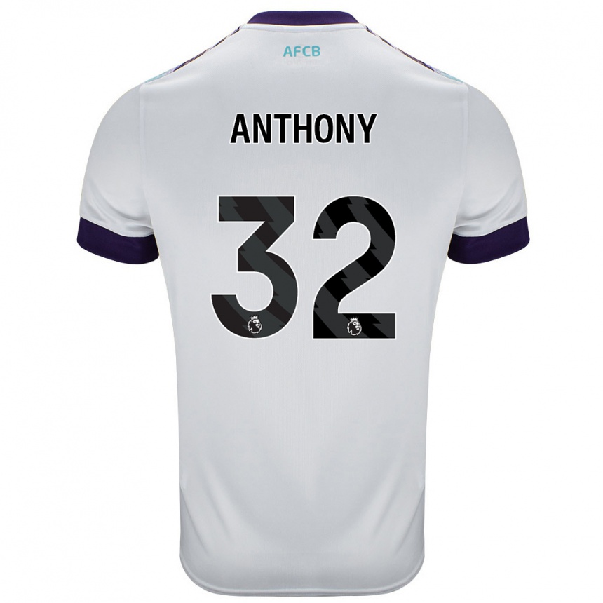 Women Football Jaidon Anthony #32 White Green Purple Away Jersey 2024/25 T-Shirt Nz