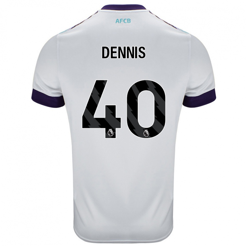 Women Football Will Dennis #40 White Green Purple Away Jersey 2024/25 T-Shirt Nz