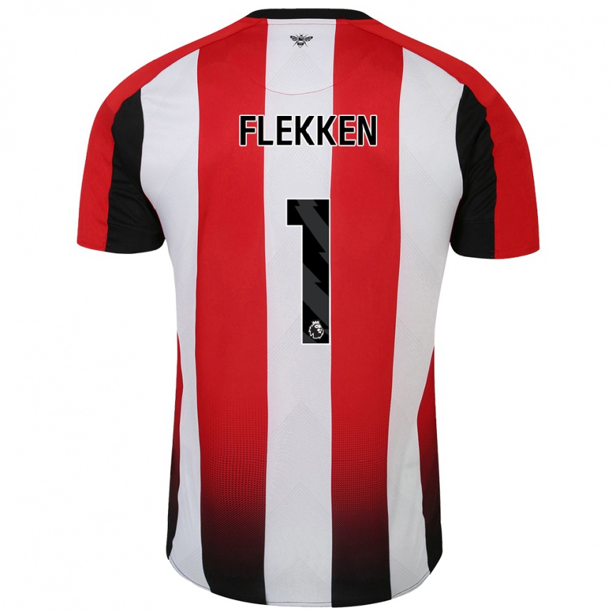 Kids Football Mark Flekken #1 Red White Home Jersey 2024/25 T-Shirt Nz