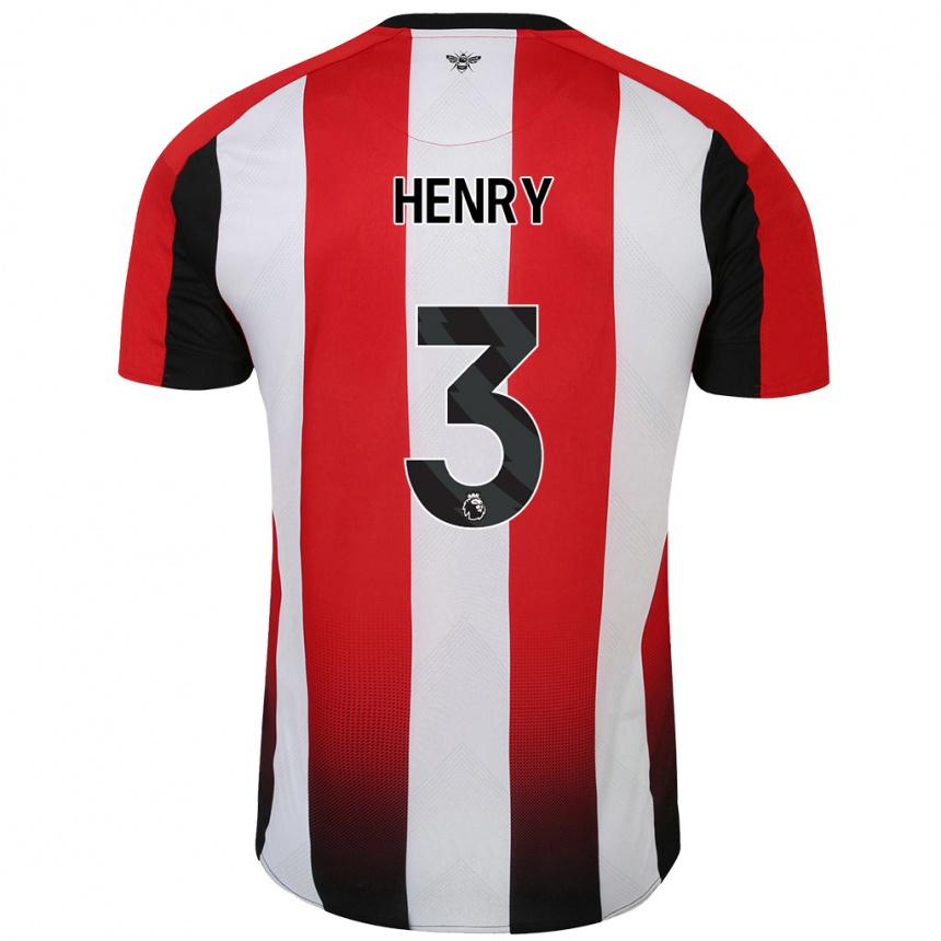 Kids Football Rico Henry #3 Red White Home Jersey 2024/25 T-Shirt Nz