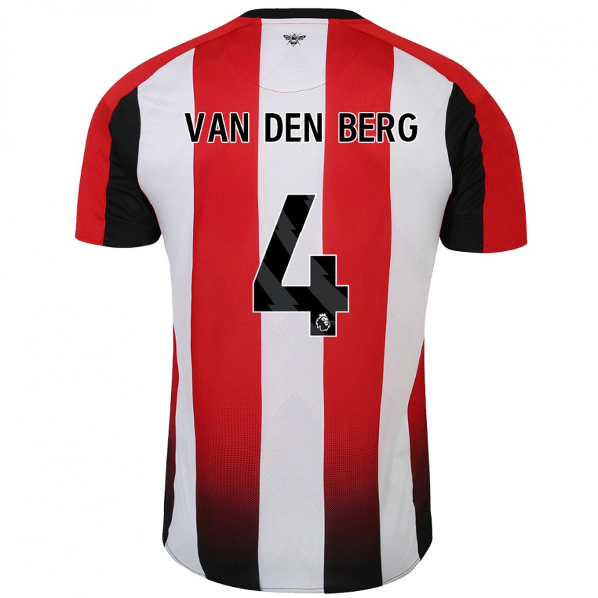 Kids Football Sepp Van Den Berg #4 Red White Home Jersey 2024/25 T-Shirt Nz