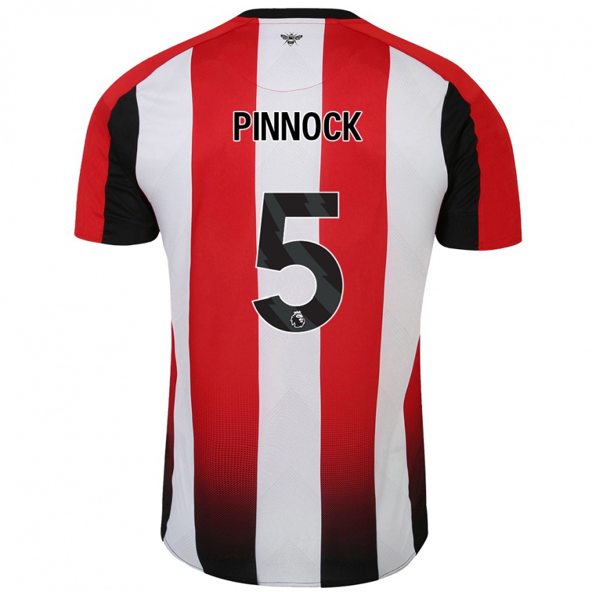 Kids Football Ethan Pinnock #5 Red White Home Jersey 2024/25 T-Shirt Nz