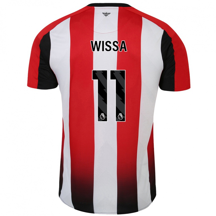 Kids Football Yoane Wissa #11 Red White Home Jersey 2024/25 T-Shirt Nz