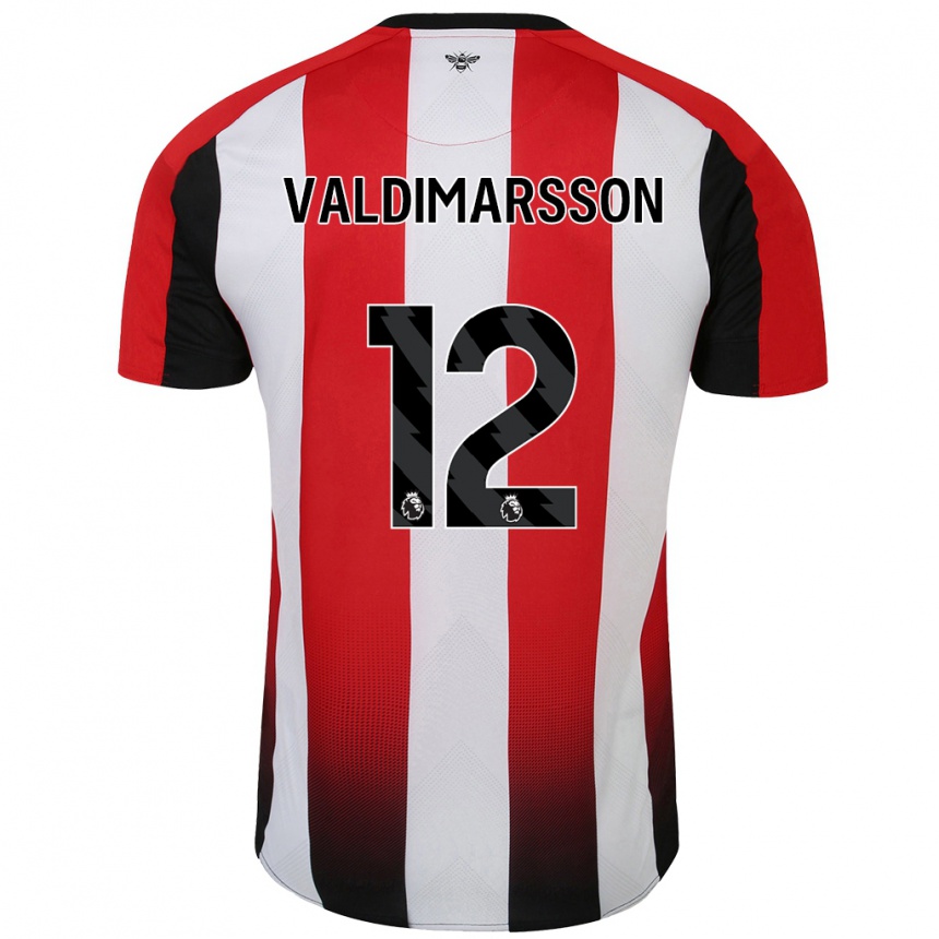 Kids Football Hákon Rafn Valdimarsson #12 Red White Home Jersey 2024/25 T-Shirt Nz