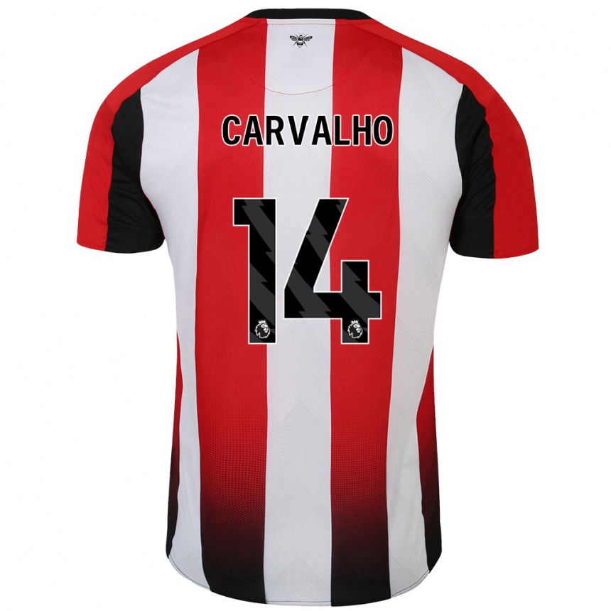 Kids Football Fabio Carvalho #14 Red White Home Jersey 2024/25 T-Shirt Nz