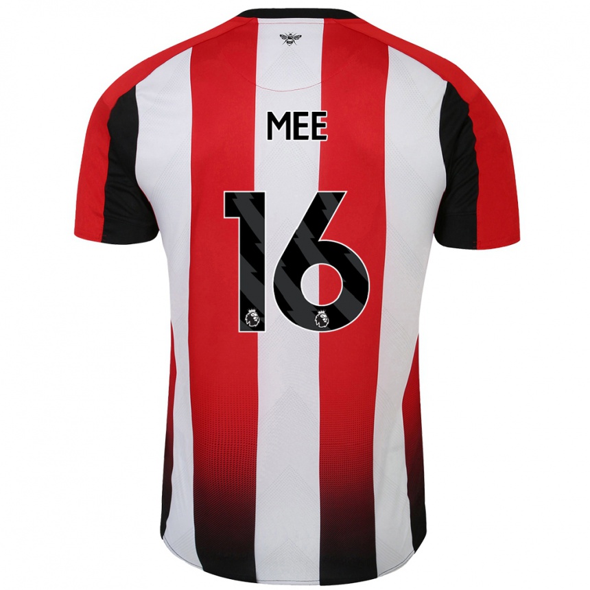 Kids Football Ben Mee #16 Red White Home Jersey 2024/25 T-Shirt Nz