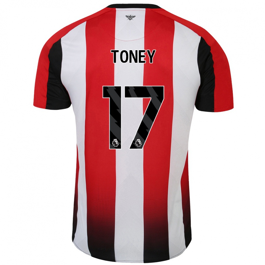 Kids Football Ivan Toney #17 Red White Home Jersey 2024/25 T-Shirt Nz