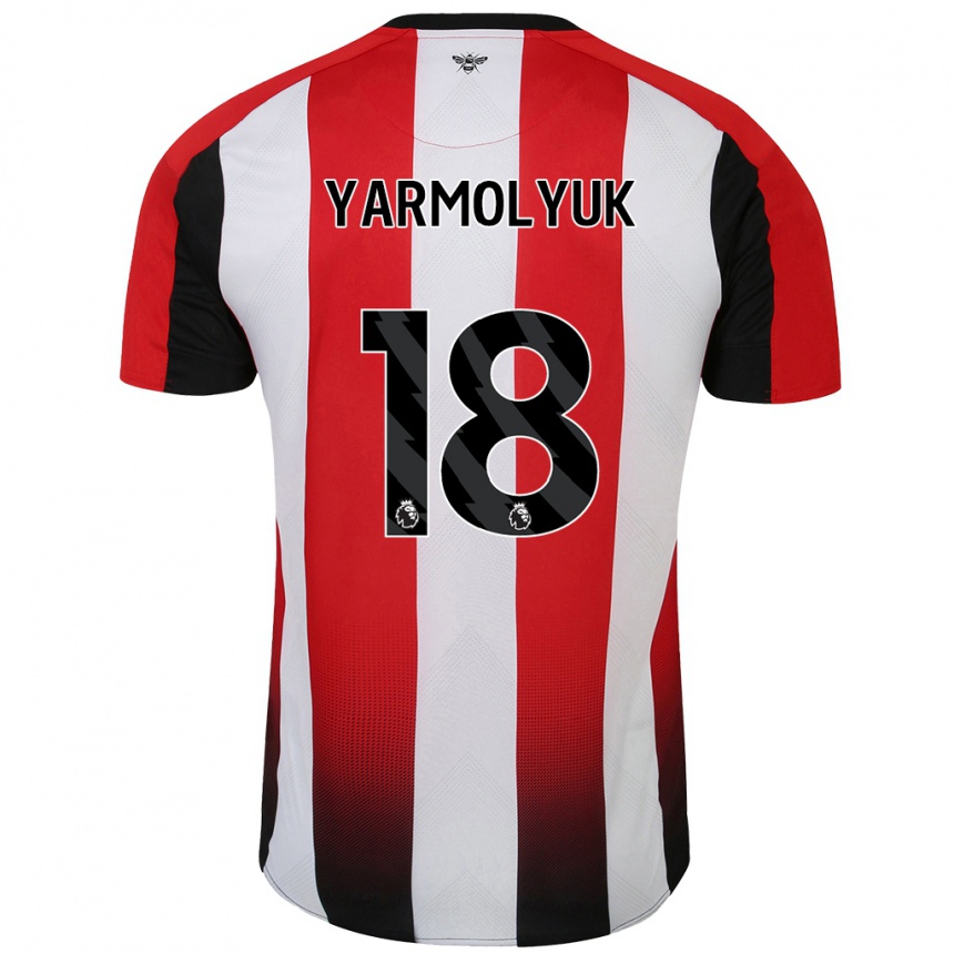 Kids Football Yegor Yarmolyuk #18 Red White Home Jersey 2024/25 T-Shirt Nz