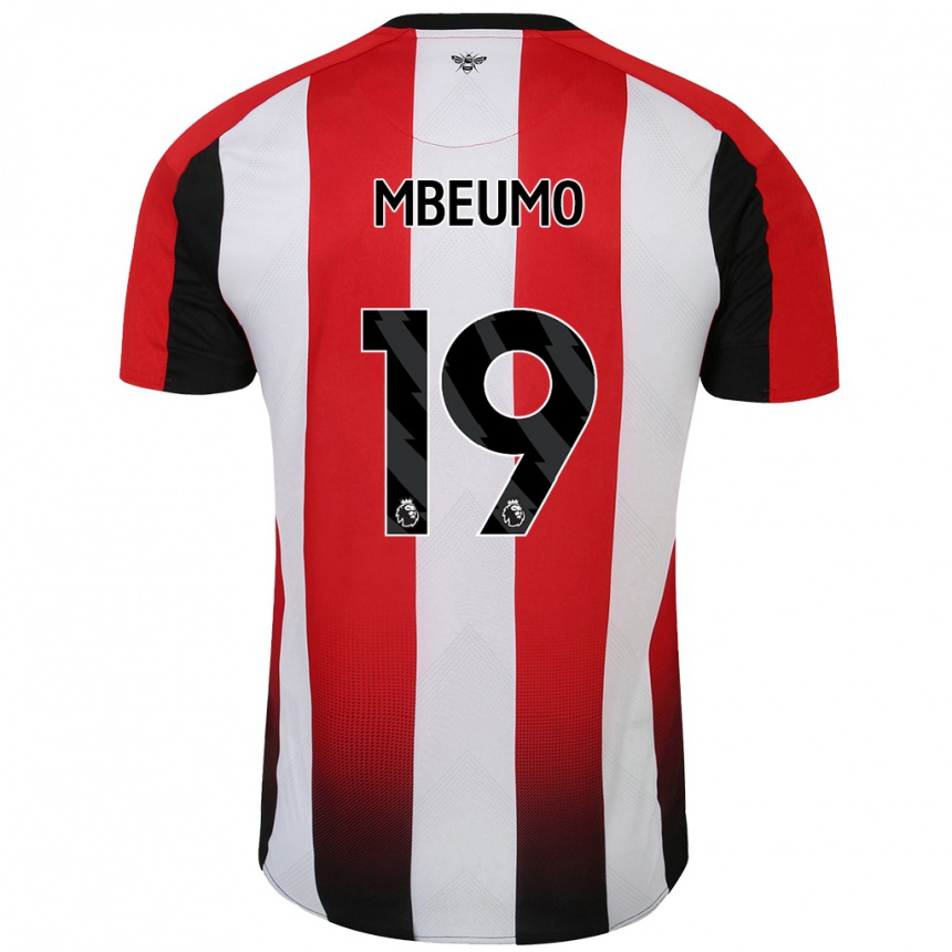 Kids Football Bryan Mbeumo #19 Red White Home Jersey 2024/25 T-Shirt Nz