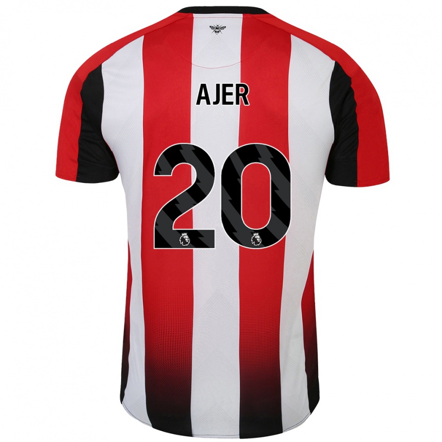 Kids Football Kristoffer Ajer #20 Red White Home Jersey 2024/25 T-Shirt Nz