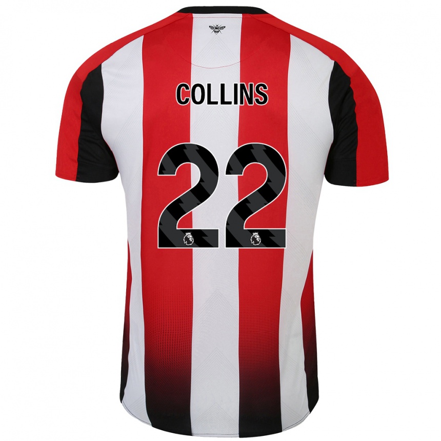 Kids Football Nathan Collins #22 Red White Home Jersey 2024/25 T-Shirt Nz