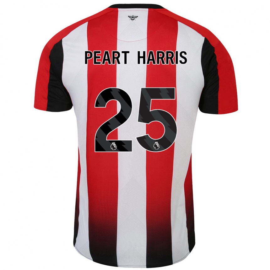 Kids Football Myles Peart-Harris #25 Red White Home Jersey 2024/25 T-Shirt Nz