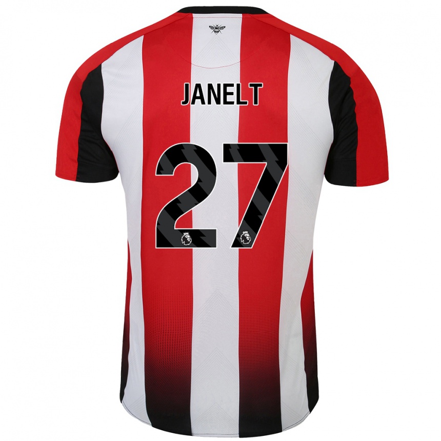 Kids Football Vitaly Janelt #27 Red White Home Jersey 2024/25 T-Shirt Nz