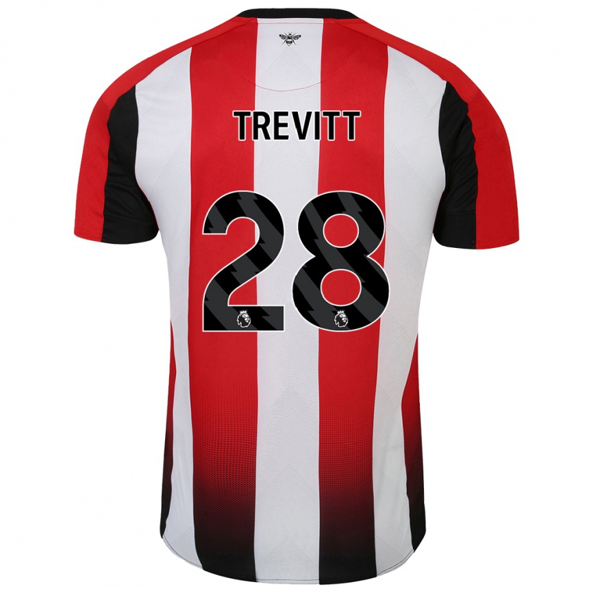 Kids Football Ryan Trevitt #28 Red White Home Jersey 2024/25 T-Shirt Nz