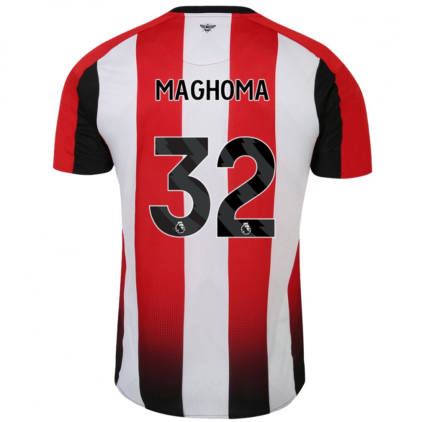 Kids Football Paris Maghoma #32 Red White Home Jersey 2024/25 T-Shirt Nz